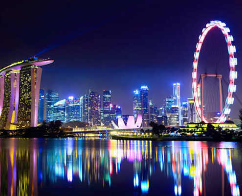 Singapore city skyline at night