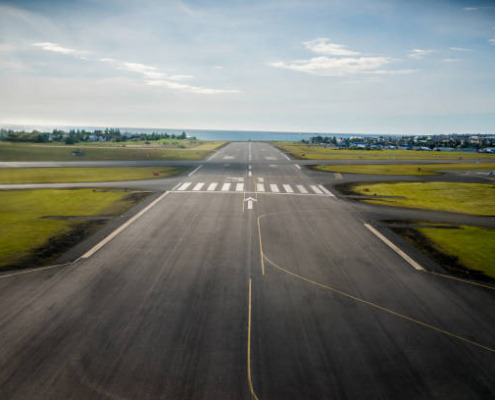 Airport runway in Keflavík International Airport in Iceland.